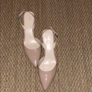 Nine West nude sling back paten heels (worn once)